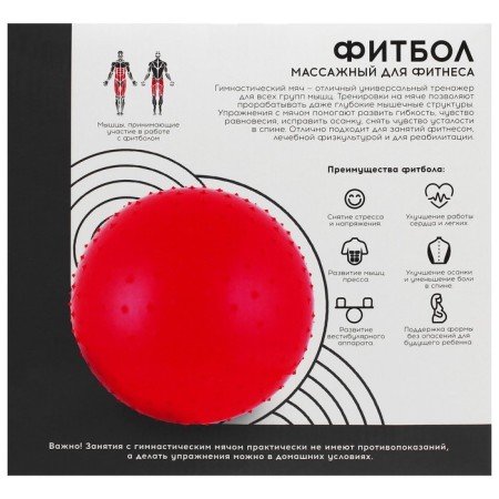 Fitball ONLYTOP, D = 45 cm, 500 g, massage, MIX colors-13