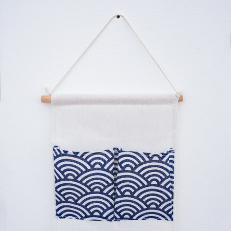 Organizer with pockets of the suspended “wave”, 3 departments, 47 × 25 cm, blue color-3