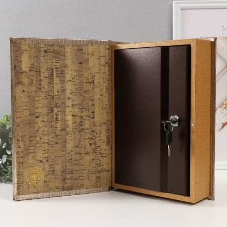 Safe-book wood to the leatherette "flower" embossing, under metal 30x20x6.8 cm-3