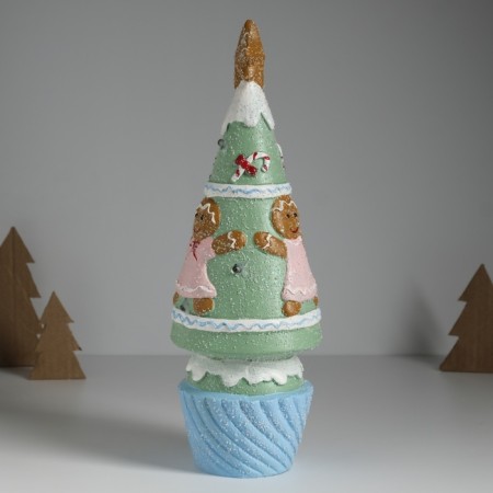 Souvenir Ceramics Light "Gingerbread Christmas tree with cookies" Green 10x10x31 cm-5