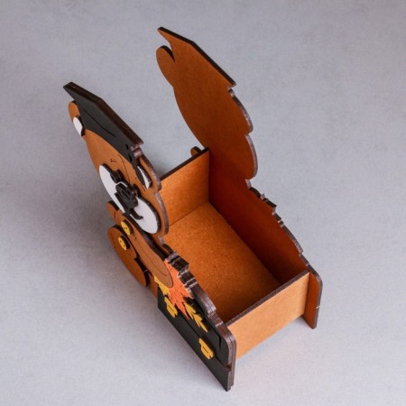 Kashpo wooden "Bear School", 17x8x17 cm, oak, black-2