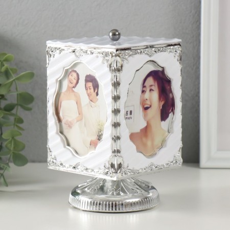 Photo frame plastic in 4 photos "Silver leaves" Musical fur. 8.6x12 cm 10x10x18.5 cm