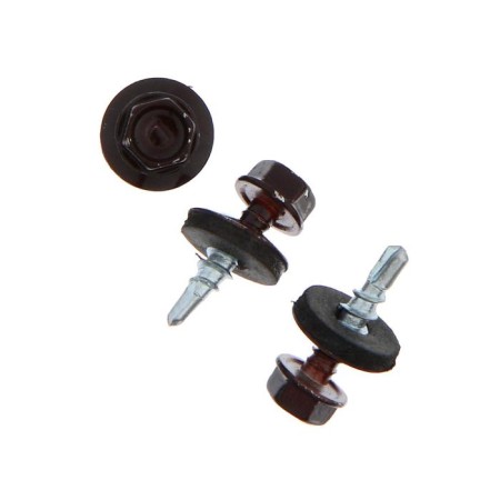 Self-cuts roof tundra krep with a drill 4.8x19 mm, dark brown 300 pcs.