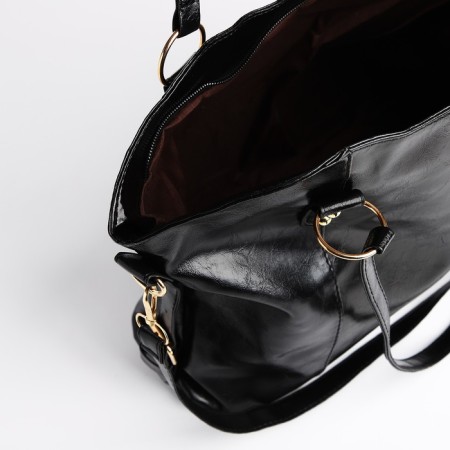 Soper bag with zipper, black color-6
