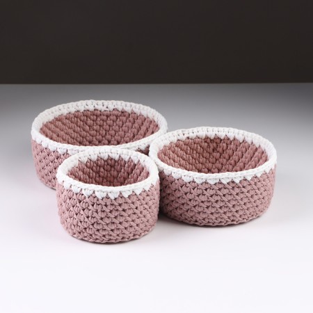 A set of knitted baskets, 3 pcs, polyester fiber, lilac-1