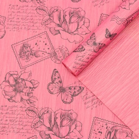 Packaging paper "Ecoluks" fixed, pink/black 0.7 x 5 m