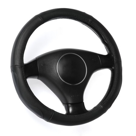 Torso steering wheel, genuine leather, size 38 cm, perforated insert, black