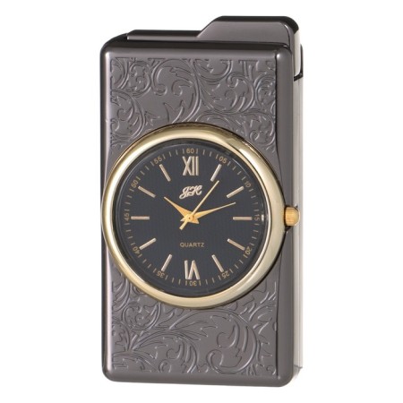 Gas lighter with clock, piezo, flame adjustment, 2 x 3.7 x 6.8 cm-1