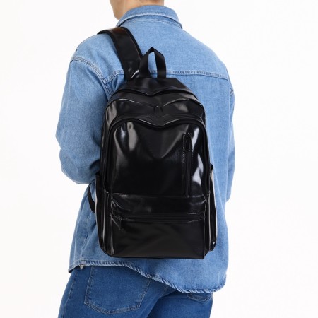 City backpack on a zipper, black color-1