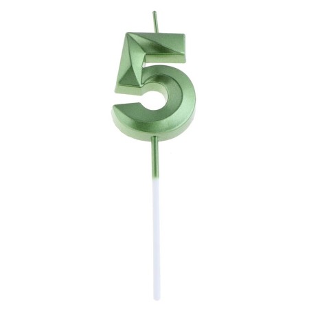 Candle in the cake on the skewer "Fine", the number "5", the emerald, 5 cm-5