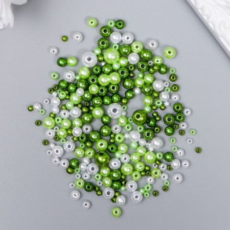 Beads for creativity plastic "Round. Assorted green" d = 3-8 mm, set 10 grams