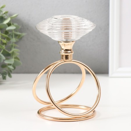 Summary metal, glass per 1 candle "Illusion of water" d = 3.5 cm gold 10x10x17 cm-2