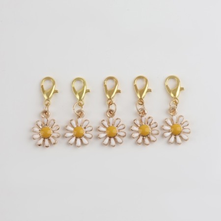 Markers for loops "Chamomile", D = 12 mm, 5 pcs, white / gold / yellow color-1