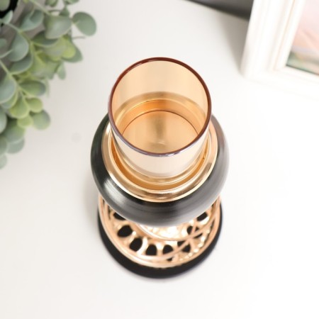 Summary Metal for 1 candle "Spiral" gold on black marble 28x9.5x9.5 cm-3