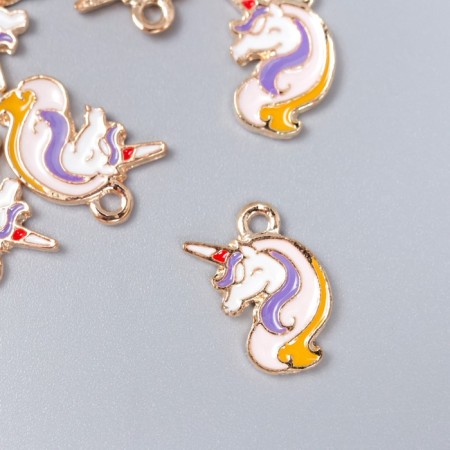 Decor for creativity metal, enamel "Unicorn with mane" 1.5x1.3 cm