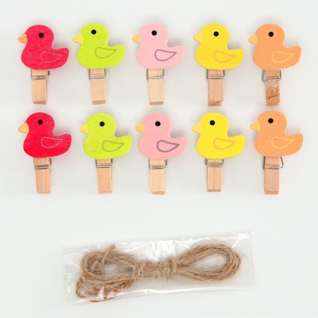 Decorative clothespins with a rope for the suspension "Ducks" set 10 pcs. - 1, 5 × 12 × 14 cm-1
