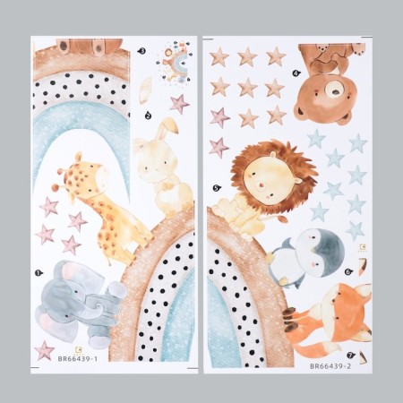 Stick plastic interior color "animals on the rainbow" set 2 sheets 30x60 cm-1