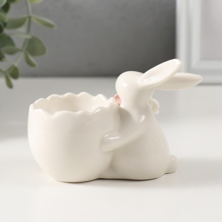 Souvenir ceramic stand "Easter rabbit with flowers, egg" 9.5x5.6x6.9 cm-2