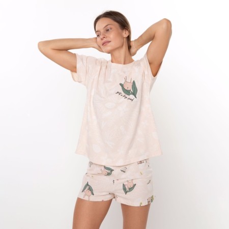 Female homemade set (T -shirt/shorts), beige color, size 50-3