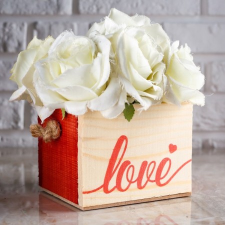 Wooden Kashpo 12.5 × 10.5 × 9.5 cm Helen "Strong Love", handle rope