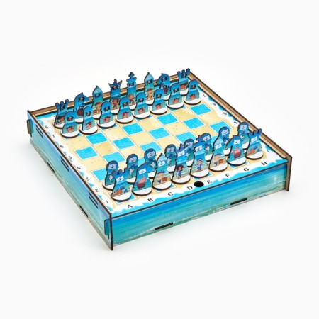 Chess children's tables large "sea", 30.5 x 32 cm, king H-6.5 cm, pawns-4.5 cm-2
