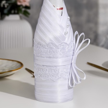 Decoration for champagne "Bridegroom and Bride", black and white-2