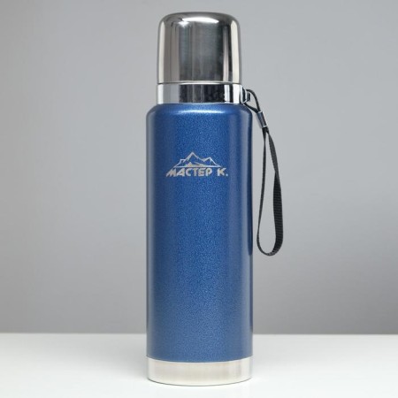 Thermos, 1 l, the journey "Master K.", with a mug and a strain, retains heat 48 hours, blue