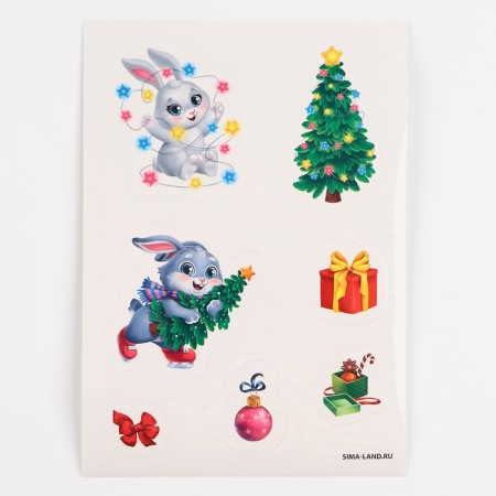 New Year's notebook - New Year's engraving “New Year! Rabbit ", 10 sheets, a sheet of stickers-5