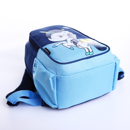 Baby backpack on lightning, external pocket, blue/blue color-4