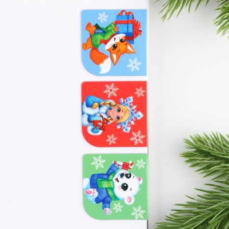 Gift New Year's kit “Kaifui on winter”: a notebook on a spiral A6, 40 sheets, magnetic bookmarks 3 pcs and a pen Plastic-10