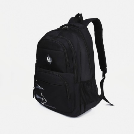 A backpack with a zipper, 3 outer pockets, black color-2