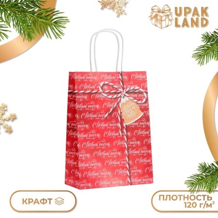 New Year. Package Paper Gift Craft "Gift 18 x 8 x 25 cm.