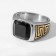 Male “ring” ring labyrinth, golden-black color in silver, 20 size