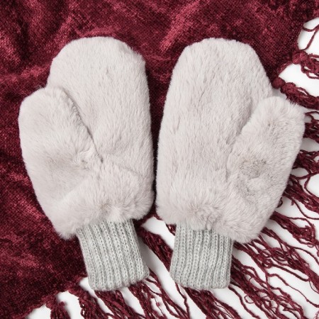 Mittens for the girl double, gray, size 14-1