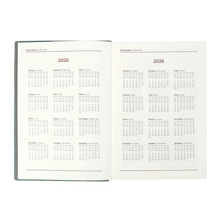 Dated 2025 diary, Escalada, A5+ 176 sheets, integral cover, artificial leather, foil embroidery, lies, block 80 g/m2, green block-7