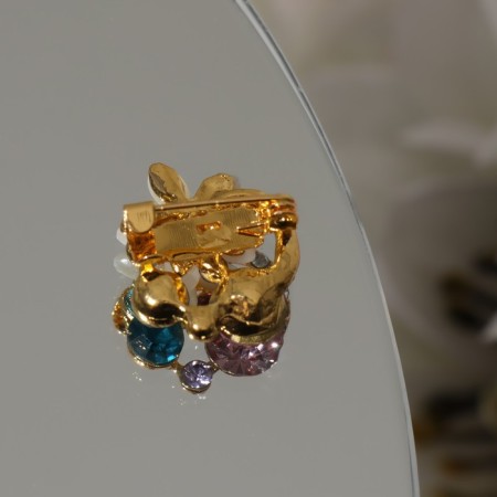 Brooch "Wreath" precious, colored in yellow gold (indivisible packing 12 pcs., Price per pcs.)-2
