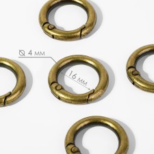 Karabin ring, d = 16/24 mm, thickness - 4 mm, 5 pcs, bronze color