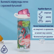 Water bottle “Flamingo”, 750 ml, pink color
