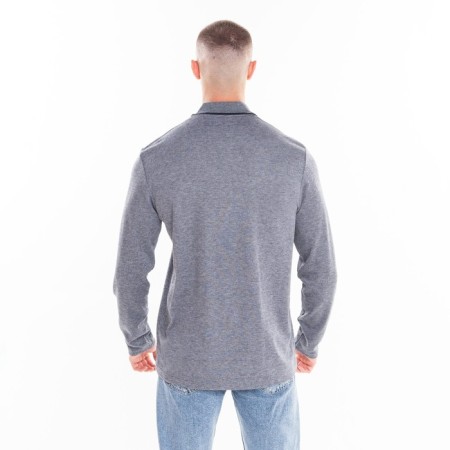 Male polo with long sleeve, gray/blue color, size l-3