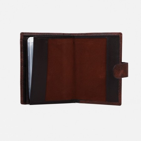 Male purse on the button, 3 in 1, for auto documents, passports, cards, bills, brown color-3