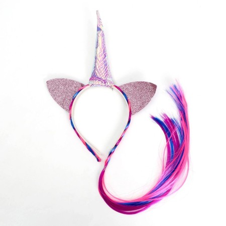 Carnival rim "unicorn", with a pigtail, pink color-4