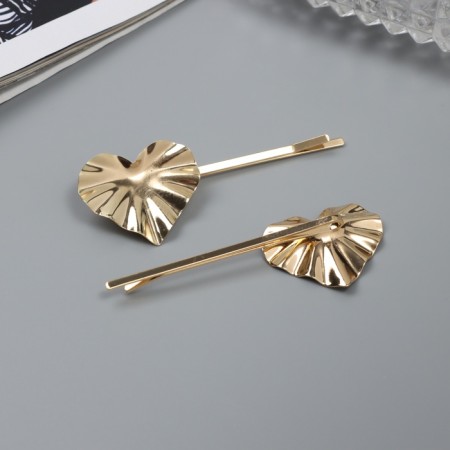 Invisible hair "Bente" (set 2 pcs) heart, 6 cm, gold-1