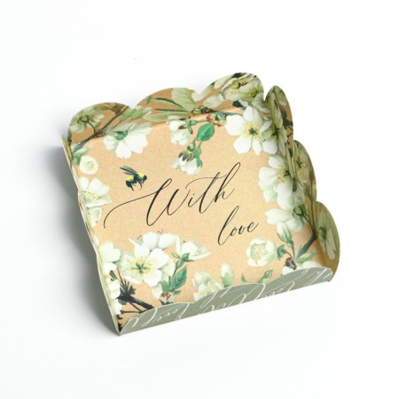 Cookie box, confectionery packaging with PVC lid, "bee", 13 x 13 x 3 cm-3