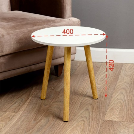 Journal table, d = 40 cm, height 42 cm, wood, white-1