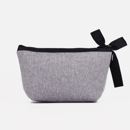 Cosmetic bag with a zipper, with a lining, the color is gray-1