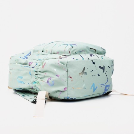 Young backpack from textiles on lightning, 3 pockets, green color-4