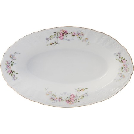 Oval Bernadotte dish, decor "Wild rose, gold layer", 24 cm