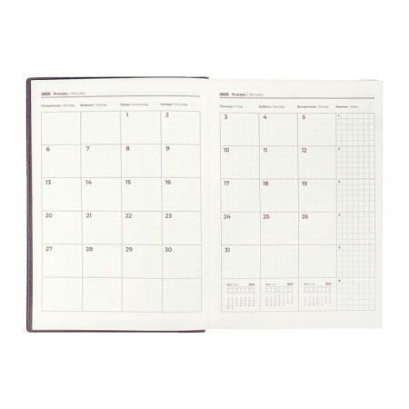 Dated 2025 diary, Escalada, A5+ 176 sheets, integral cover, artificial leather, foil embroidery, liesse, block 80 g/m2, brown-10