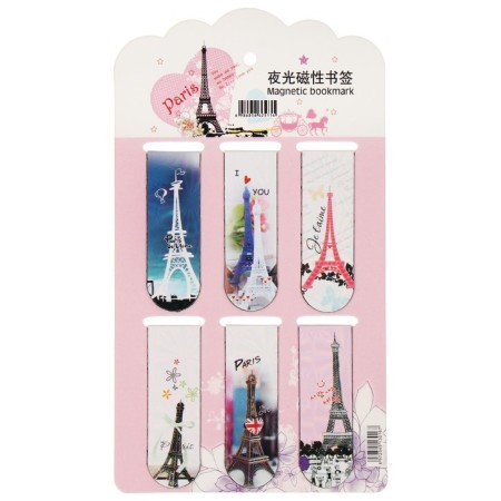 A set of magnetic bookmark for books Calligrata 6 pieces, "Eiffel Tower", mix-2