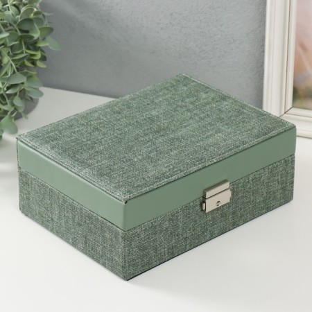 Casket to the leatherette for jewelry "Green" combined 23x17.2x9 cm